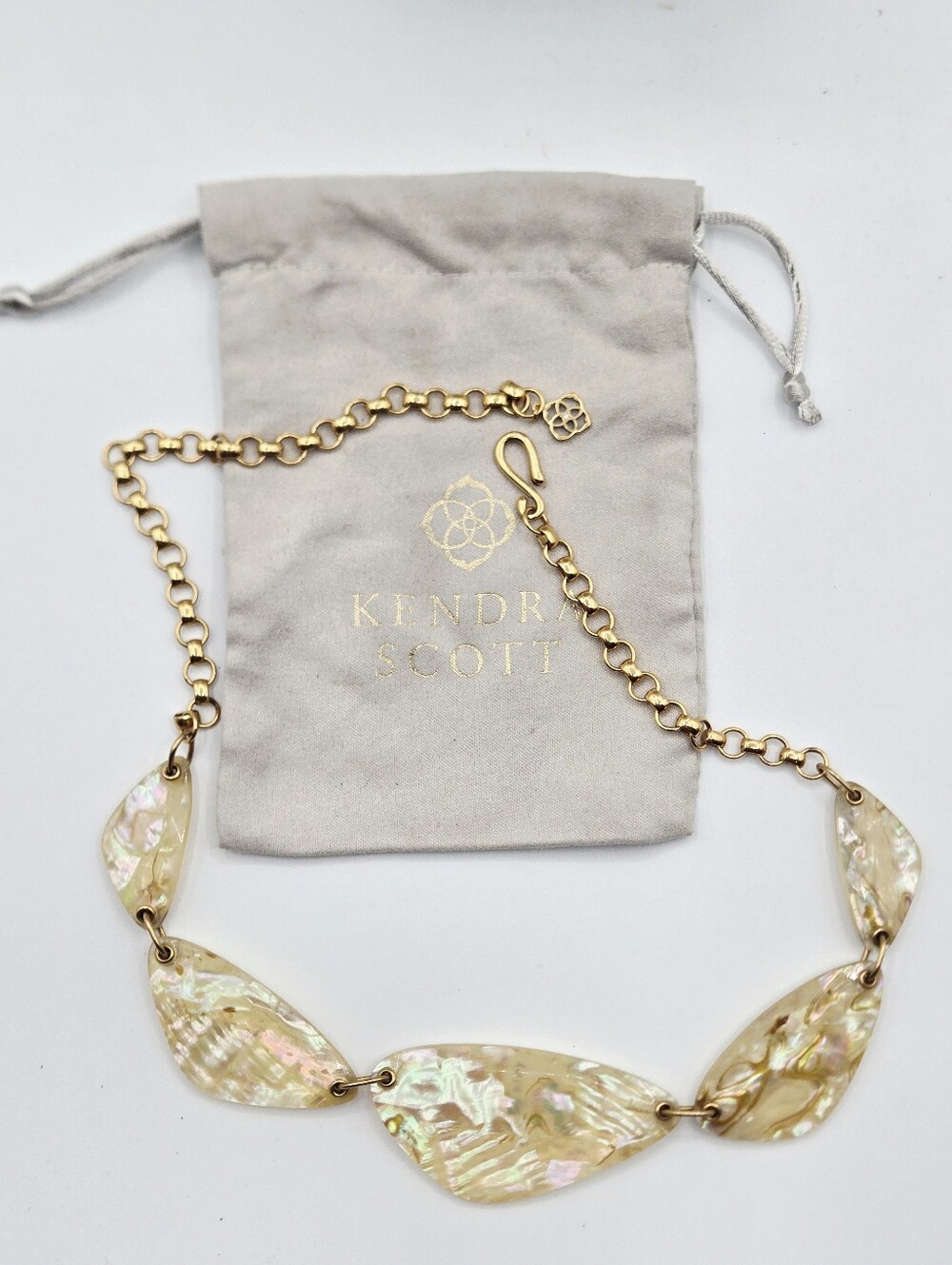 KENDRA SCOTT McKenna Abalone Vintage Gold Tone Statement Necklace